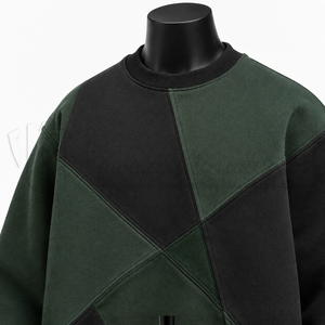 Custom <b>Men</b>’s Color Block Crewneck <b>Sweatshirt</b> Green <b>Black</b> Fleece Pullover Streetwear <b>Sweatshirt</b> - Product Image 6