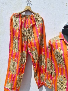Conjunto de Pijama de Algodón con Estampado de Tigre Naranja para Mujer, Ropa de Dormir con Diseño de Animales de Safari, Ropa de Estar por Casa, Ropa de Dormir para Resort, Fabricante - Product Image 5