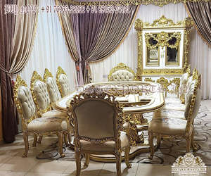 ชุดโต๊ะรับประทานอาหารสไตล์บาโรกแบบคลาสสิก 10 ที่นั่ง ซื้อขายส่งเฟอร์นิเจอร์ห้องรับประทานอาหารแกะสลักด้วยมือ โต๊ะสำหรับครอบครัวสไตล์วิคตอเรียนสุดหรูจากสหราชอาณาจักร - Product Image 5