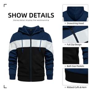 Sweat à capuche zippé épais pour homme en polaire, personnalisable, à épaules tombantes, sans cordons, coupe oversize lourde - Product Image 2