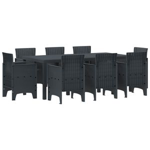 Juego de Comedor de Jardín de 9 Piezas en Polipropileno Color Antracita, Muebles de Patio - Product Image 1