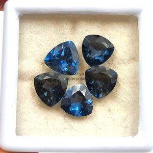 Topacio azul de Londres natural, corte trillón, piedras sueltas de 12 mm, cuentas facetadas de topacio azul para la fabricación de joyas, piedra de topacio azul genuina - Product Image 5