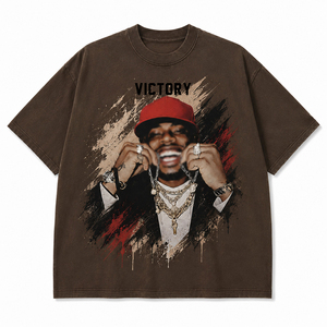 Camiseta Gráfica Vintage Personalizada para Hombre, Estilo Urbano Hip Hop, Algodón Lavado Oversize, Manga Corta Casual, OEM ODM - Product Image 3