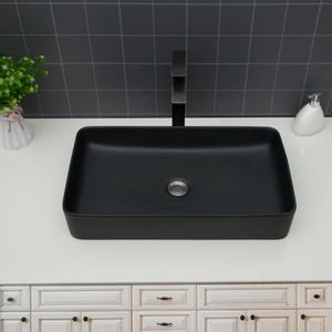 Lavabo da Bagno Rettangolare in Ceramica Nera 24x13.5 Pollici - Product Image 1