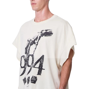 T-shirt graphique sans manches surdimensionné pour homme, col rond, imprimé numéroté, coupe ample, streetwear décontracté, vente en gros, personnalisé, tee-shirt de musculation tendance - Product Image 5