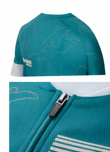 Maillot de Ciclismo para Hombre, Color Verde Azulado con Estampado de Mapa, Transpirable, de Poliéster, Conjunto de Ropa Deportiva Corta para Exteriores, Camiseta de Ciclismo con Estampado Geométrico, 120g - Product Image 5