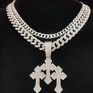 Collar cubano de moissanita con nombre inicial personalizado en plata de ley con estilo hip hop para joyería de moda personalizada - Product Image 2