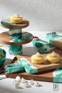 Support à gâteau rond en bois avec base en résine, présentoir à desserts, décoration de table de mariage - Product Image 3