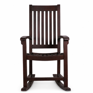 Fauteuil à bascule traditionnel en bois massif à dossier haut avec base courbée, mobilier de salon rustique et classique - Product Image 6