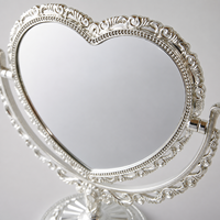 Miroir de table en forme de cœur or et argent, double face rotatif, miroir de princesse, miroir de maquillage en plastique, Espejo De Maquillaje