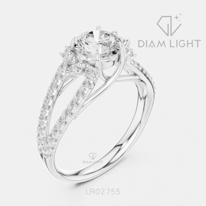Bague de fiançailles en or blanc 14 carats avec diamant de laboratoire de 1,00 carat, couleur F+, clarté VS+, pavé rond, bague de fiançailles et de mariage certifiée IGI - Product Image 2