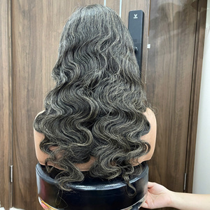 Top Selling 100% Vietnamese Human Hair HD Lace Wig Steam Body Wave Grey Color Shining No <b>Tangle</b> No Shedding Ready To Ship - Product Image 1