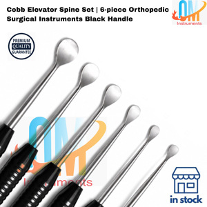 ชุดเครื่องมือผ่าตัดกระดูกสัตว์แบบออร์โธปิดิกส์ 6 ชิ้น ยี่ห้อพรีเมียม คอบบ์ อีลิฟเตอร์ สไปน์ เซ็ต ทำจากสแตนเลสสตีล ทนทาน ด้ามจับสีดำ |   OLDMED - Product Image 6