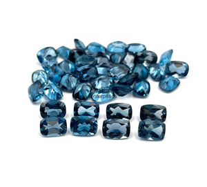 Topacio azul de Londres de 6x8 mm, corte cojín, piedra preciosa suelta, topacio natural facetado para la fabricación de joyas, precio al por mayor, suministro a granel. - Product Image 3