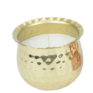 Pot à bougie en métal martelé doré de luxe avec couvercle décoratif, décoration élégante pour la maison, récipient pour bougie parfumée, cadeau de mariage ou de fête - Product Image 3