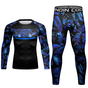 Ensemble Rash Guard Personnalisé en Usine, T-shirt de Compression, Survêtement de Sport et Fitness à Séchage Rapide pour Hommes - Product Image 3