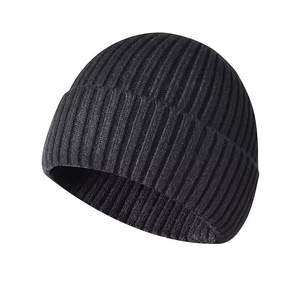 Unisex Ribbed Beanie Hat Solid Color 100% Acrylic Knitted <b>Winter</b> <b>Cap</b> Casual Wear for Adults 56-58CM - Product Image 2