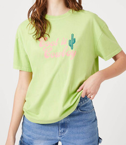 Camiseta Verde Extra Grande con Estampado de Cactus, Manga Corta, Cuello Redondo, Informal, para Hombre, Tejido de Punto, Algodón - Product Image 3