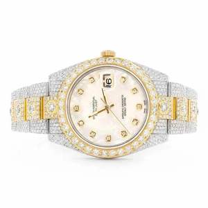 Luxury Iced Out Moissanite <b>Watch</b> for <b>Men</b> Two Tone Stainless Steel VVS Diamond Look Automatic Hip Hop - Product Image 1