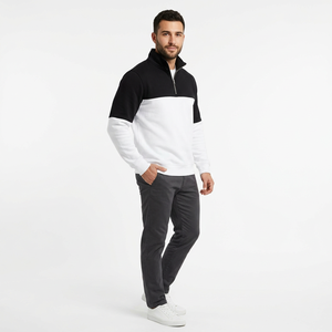 Wholesale <b>Half</b> <b>Zip</b> <b>Sweatshirt</b> Factory Heavyweight French Terry <b>Sweatshirt</b> Relaxed Fit <b>Half</b> <b>Zip</b> <b>Sweatshirt</b> - Product Image 2