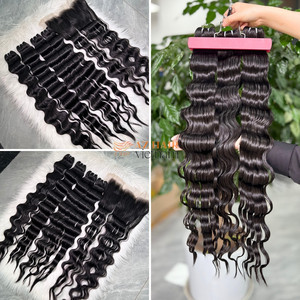 Extensions de cheveux humains ondulés profonds, qualité Remy vietnamienne, double trame, grade 12A, super lisses et doux - Product Image 3