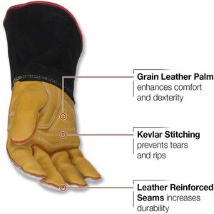 Gants de soudage en cuir de vache, gants de soudeur haute performance, gants de construction résistants aux flammes, gants de soudage robustes - Product Image 5