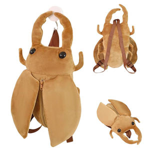 Sac à dos en peluche personnalisé en forme de coléoptère marron, doux et réaliste, idéal pour les sorties quotidiennes et l'école - Product Image 2