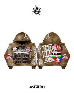 Sudadera con Capucha y Cremallera de Mezclilla para Hombre ASGARD, Estilo Urbano, Chaqueta Oversize Estampada con Logos de Marca y Diseño de Estrellas, Estilo Otoñal - Product Image 6
