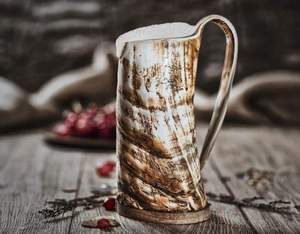 Mug en corne de buffle fait main, durable, style ancien - Cadeau d'affaires - Product Image 3
