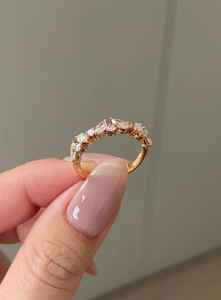 Anillo de media eternidad con diamantes cultivados en laboratorio de corte marquesa y redondo para mujer, oro sólido de 14k, alternando con diamantes, regalo de boda o promesa para enamorados. - Product Image 3