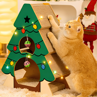 OEM Maison-griffoir pour chat en forme de sapin de Noël 3-en-1 en carton ondulé, avec lit-caverne et balles suspendues, pour cadeaux de Noël