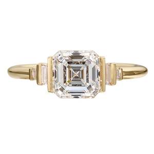 Princess Cut Diamond Engagement Ring 14k solid Gold Bezel Setting Geometric Classic Women's - Product Image 1