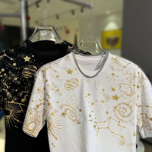 Customized Trend <b>Star</b> Foil Printed Short Sleeve T-Shirt for Men - Product Image 3