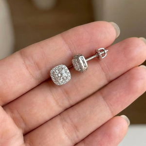 Pendientes de Diamantes Redondos Brillantes de Alta Calidad con Halo, Plata de Ley 925, Elegantes para Bodas, Fiestas y Uso Diario, Proveedor Mayorista - Product Image 3