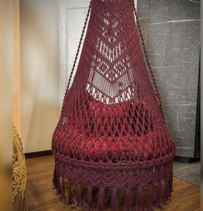 Fauteuil suspendu en macramé fait main, hamac bohème, intérieur/extérieur - Product Image 2