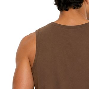 Débardeur Marron Personnalisé Sans Manches avec Impression Minimaliste du Logo Aigle – Gilet en Coton Personnalisé pour Homme, Col Rond, Décontracté, Style Streetwear Estival - Product Image 5