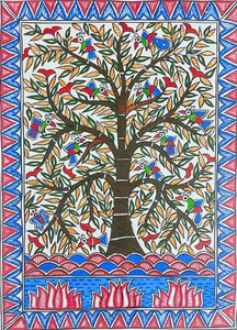 Décoration murale artisanale indienne en métal, style Mithila, peinture culturelle du Jharkhand, pour la maison - Product Image 1