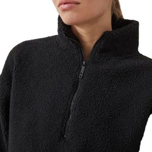 Sudadera de punto extragrande con cuello redondo y bolsillos para mujer, de manga larga con hombros caídos, color liso, transpirable, de poliéster, para invierno - Product Image 3