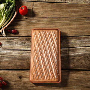 Bandeja de servicio cuadrada más vendida, nuevo diseño, plato de hoja maciza, mesa de estar Natural, cuencos decorativos hechos de madera de acacia Vietnam - Product Image 4