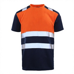เสื้อยืดทำงานผ้าโพลีเอสเตอร์พิมพ์ลายดิจิตอลแบบแห้งเร็วสะท้อนแสง Hi Vis สีส้มกรมท่า สำหรับผู้ชาย ระดับความปลอดภัย Class 2 รุ่น 2026 - Product Image 1