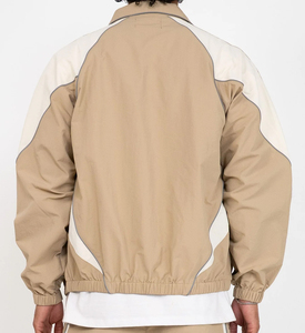 Men's Khaki Windbreaker Tracksuit Set Full Sleeve Sporty Style Turn-<b>down</b> Collar Elastic Waist Regular Fit Autumn Wear - Product Image 6