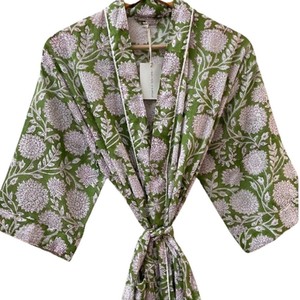 Robe kimono en coton fleuri faite à la main, vêtements de nuit bohèmes, robe de demoiselle d'honneur, robe de mariée, robe d'été en coton, peignoir, cadeau - Product Image 5