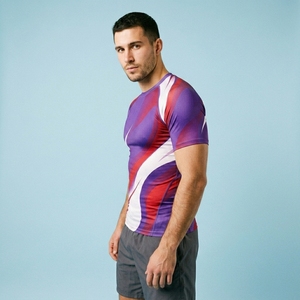 Custom Mens Athletic Training Compression Shirt Half Sleeve Gym Fitness Running Wear - Product Image 2