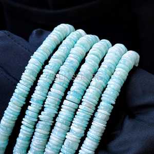 7-8MM Natural Amazonite Heishi Beads Blue Amazonite Flat Disc Smooth Gemstone Beads Amazonite Beads For Jewelry Making Wholesale - Product Image 4