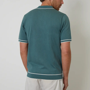 Polo de Punto para Hombre, Color Sólido, Manga Corta, Transpirable, Estilo Casual de Algodón con Ribete Blanco y Logotipo Personalizable - Product Image 2