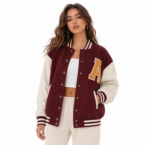 Chaqueta Varsity OW Cross-Border High Street para Hombre y Mujer, con Botones de Cuerno, Holgada, con Logotipo Bordado en la Parte Delantera, Resistente al Viento, con Forro de Piel de Conejo - Product Image 3