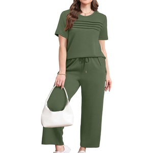 ชุดลำลองผู้หญิง เสื้อแขนสั้น กางเกงขายาวเข้าชุด ขายส่ง - Product Image 1
