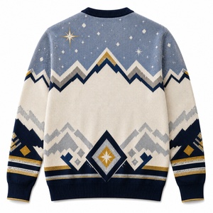 Pull en tricot à col rond pour homme, motif géométrique, pull d'hiver, style preppy, coupe classique - Product Image 6