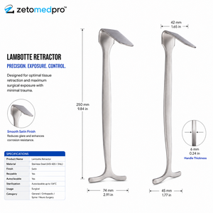 Retractor de Rodilla SMILLIE de 5.5 pulgadas (14 cm) con Hojas Rectas, Curvas y Inversas, Tamaños Zetomed Pro - Product Image 6