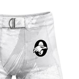 White & Light Gray American Football Padded <b>Compression</b> Shorts with Protective Foam Panels for Sports Training & Competition - Product Image 4